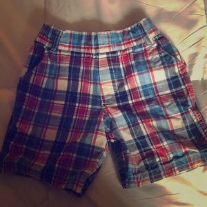 Red white and blue plaid toddler shorts.